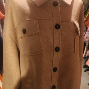 Christopher & Banks Cream Tan Pea Coat Timeless Design